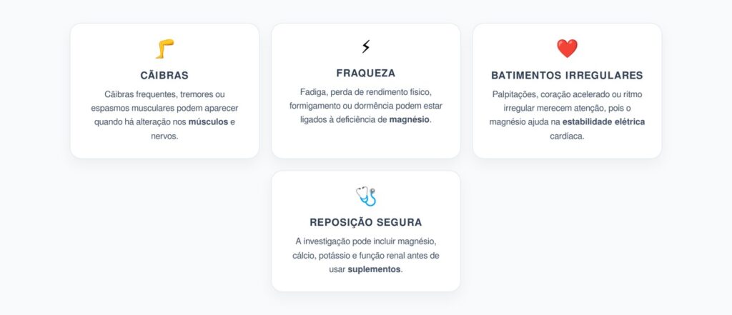 Cãibras, Fraqueza e Batimentos Irregulares: Sinais de Magnésio Baixo