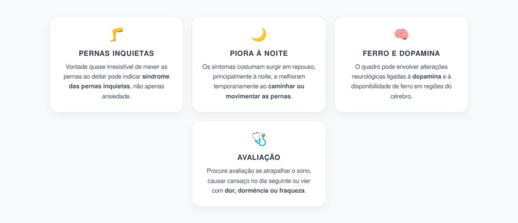 Pernas Inquietas ao Deitar: Sinais de Ferro Baixo e Alterações Neurológicas