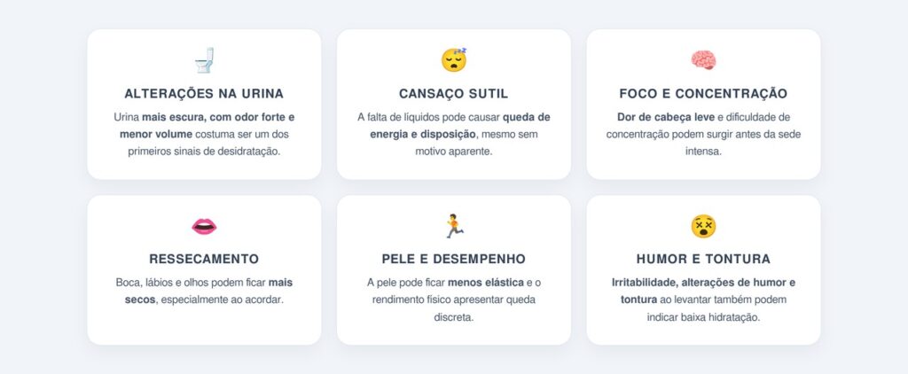 Quais são os primeiros sinais sutis de desidratação?