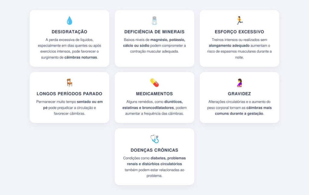 Quais são as principais causas da câimbra noturna?