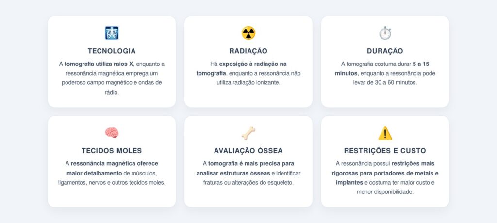 Quais são as principais diferenças entre os dois exames?