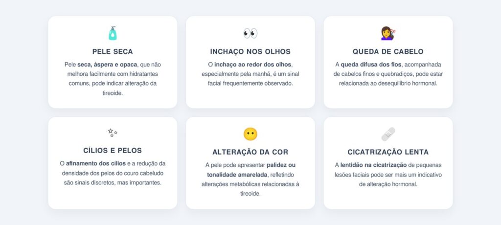 Quais outros sinais sutis aparecem no rosto?
