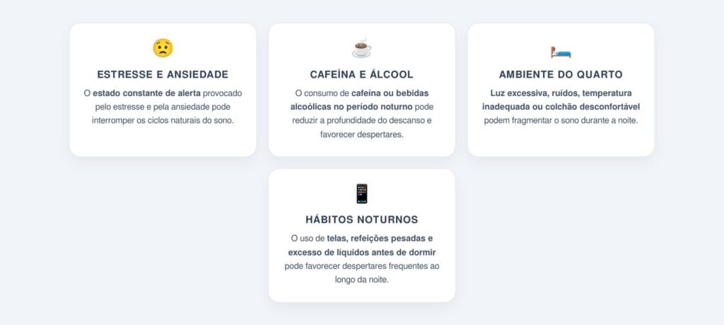 Quais são os 4 principais motivos para acordar várias vezes?
