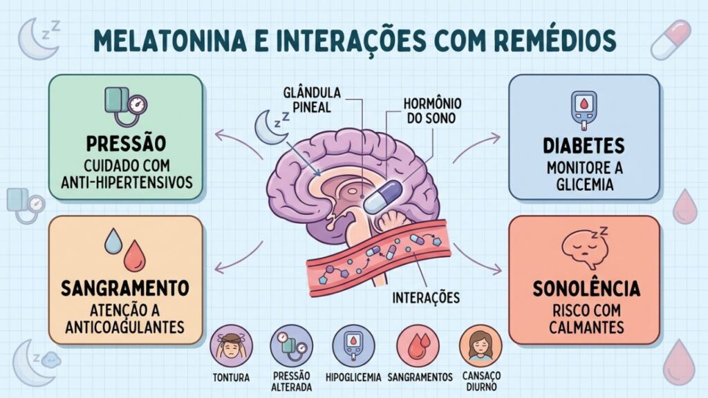 Pressão, glicemia, sangramentos e sonolência exigem atenção ao usar melatonina.