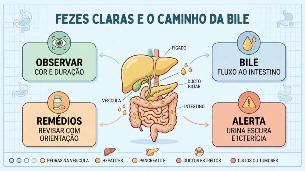 Fezes muito claras podem ter relação com bile, fígado ou vesícula