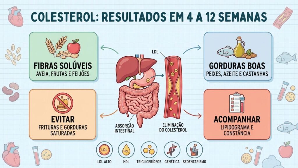 Quatro pilares combinam fibras, gorduras boas, exames e constância.
