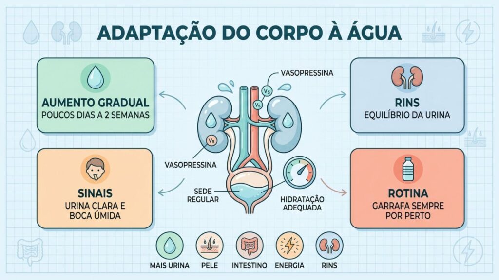 Rins, sede, urina e rotina indicam boa adaptação à hidratação.