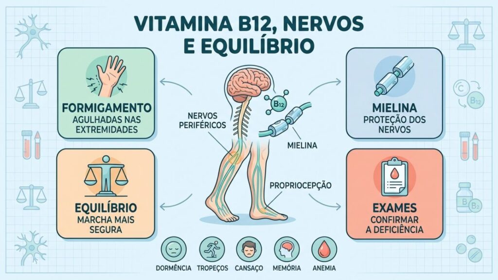 Formigamento, mielina, equilíbrio e exames orientam a investigação da B12.