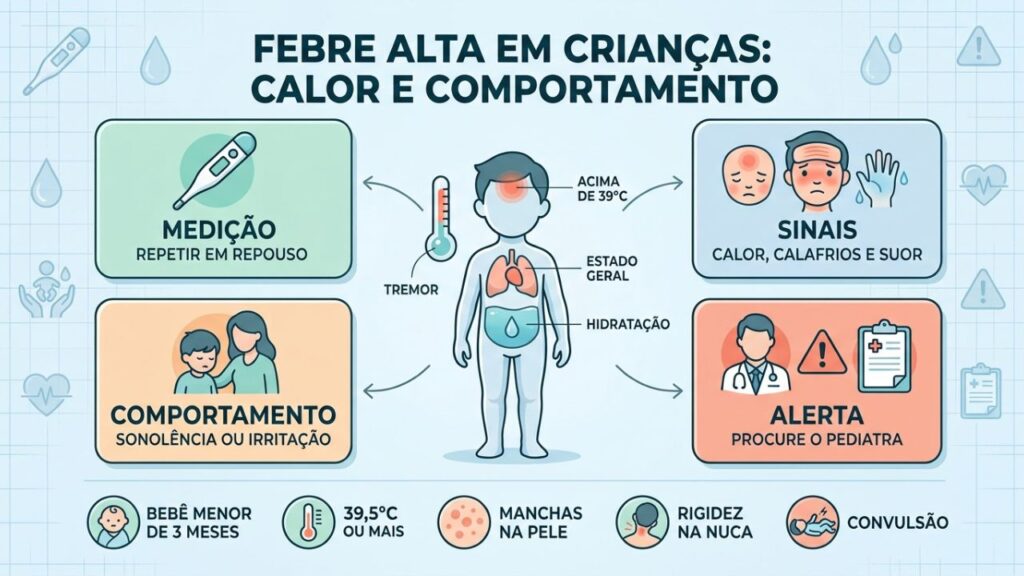 Medição, sinais físicos, comportamento e alertas orientam os pais.
