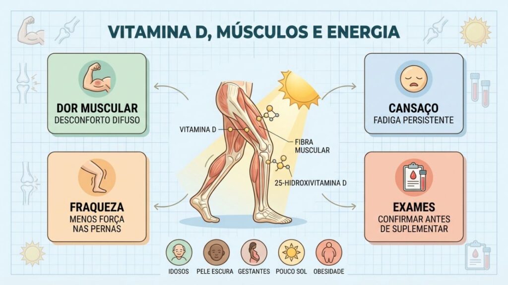 Sintomas, exame e grupos de risco orientam a investigação da vitamina D.
