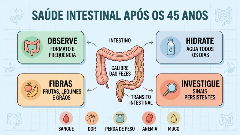 Pilares para observar fezes finas e reconhecer sinais de alerta.