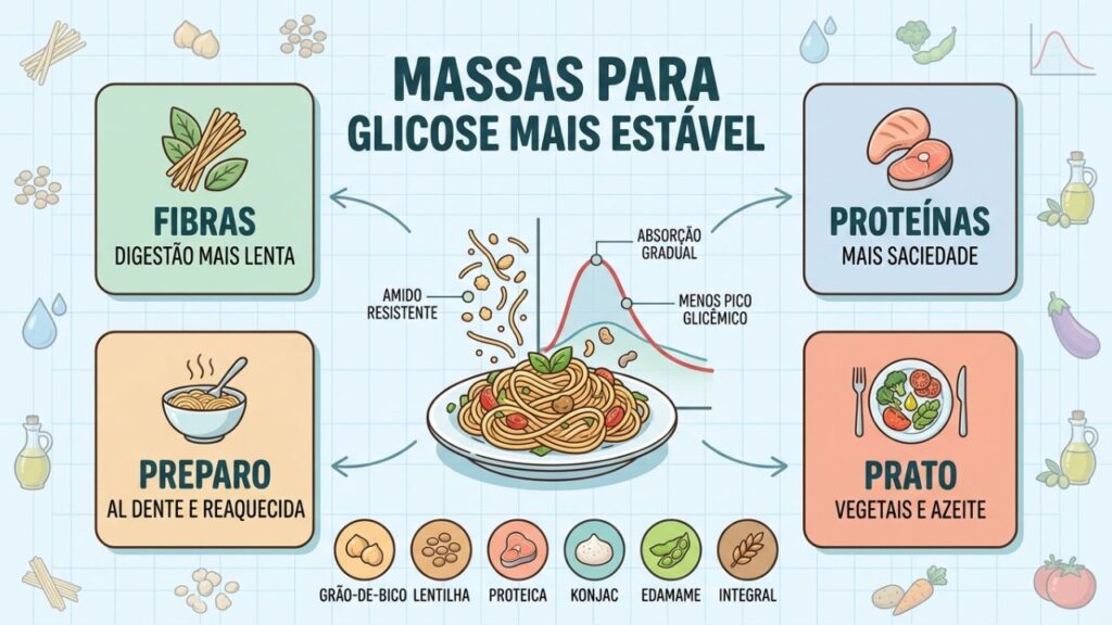 Seis opções de massa favorecem saciedade e menor pico glicêmico.