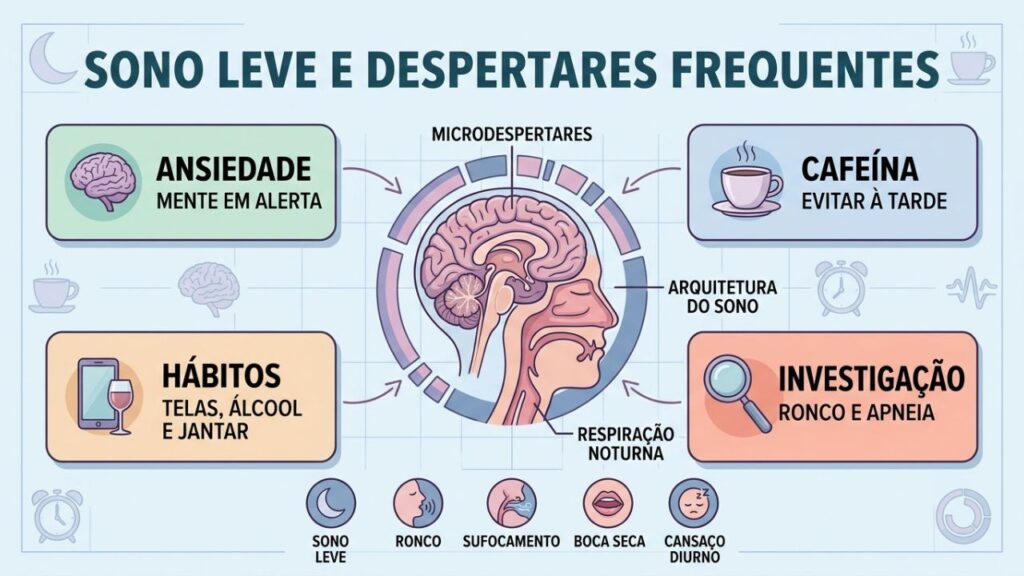 Quatro causas ajudam a explicar sono leve e despertares frequentes.