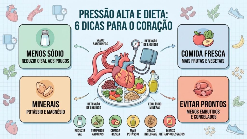 Seis escolhas alimentares ajudam no controle seguro da pressão alta.