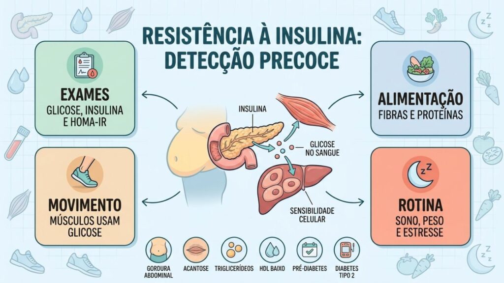 Exames, alimentação, movimento e rotina melhoram a sensibilidade à insulina.