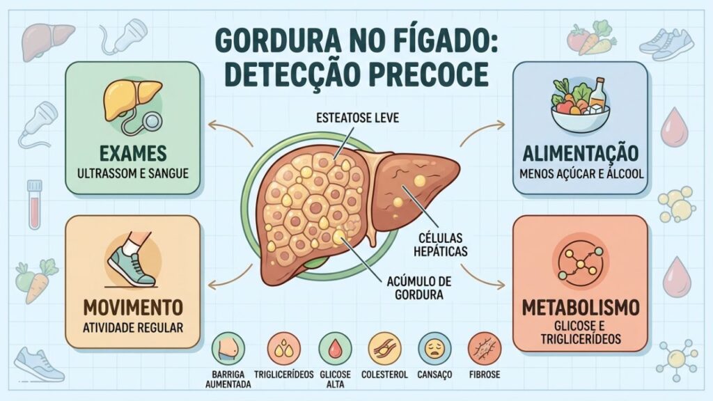 Exames, alimentação, movimento e metabolismo orientam o cuidado hepático.