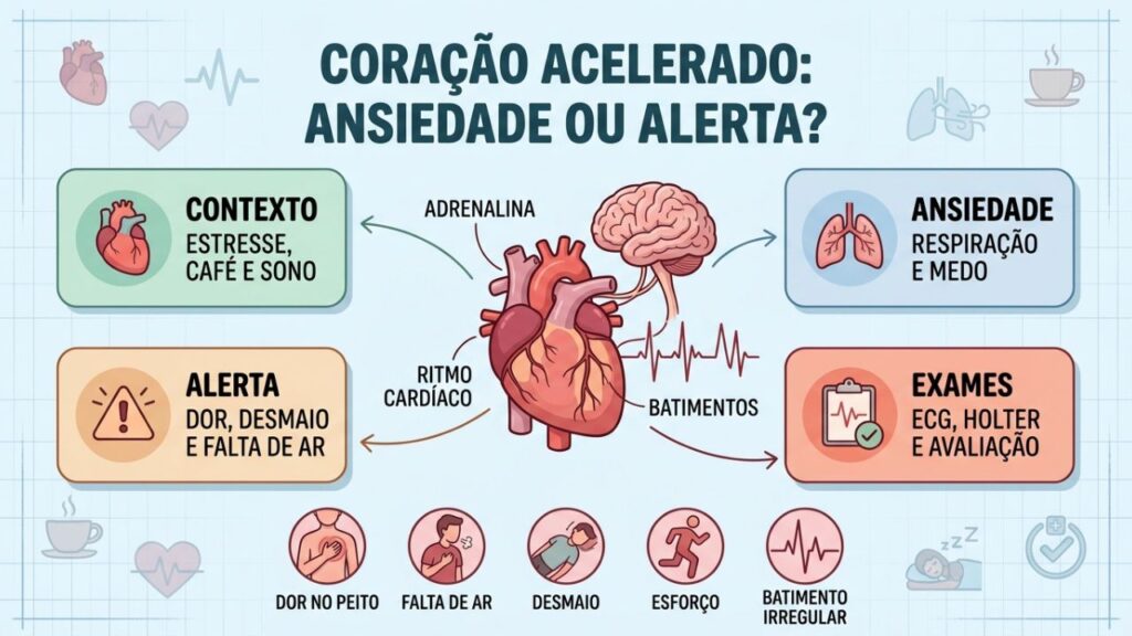 Contexto, sintomas e exames ajudam a diferenciar ansiedade de arritmia.