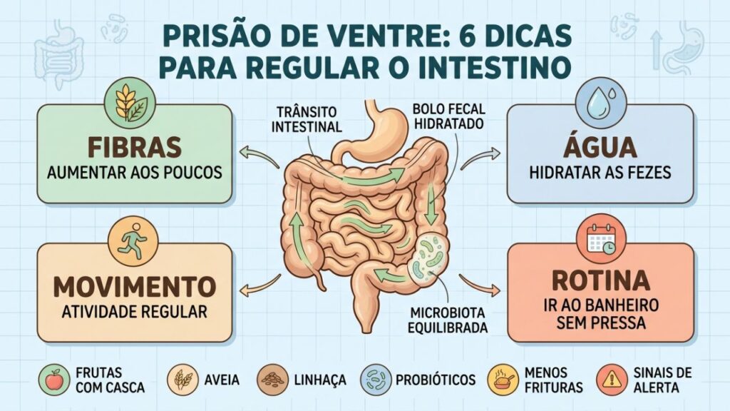 Seis hábitos favorecem fezes hidratadas, microbiota equilibrada e evacuações regulares.