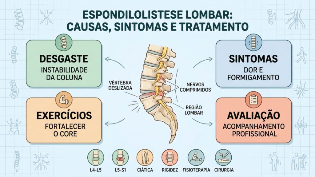 Causas, sintomas e cuidados orientam o tratamento da espondilolistese lombar.