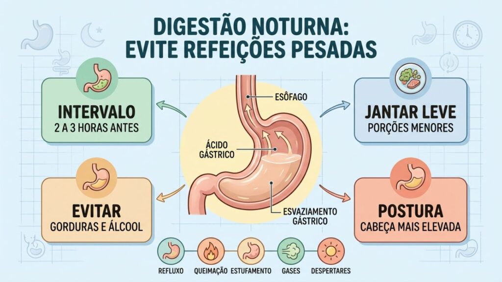 Intervalo, porções menores e postura adequada favorecem a digestão antes do sono.