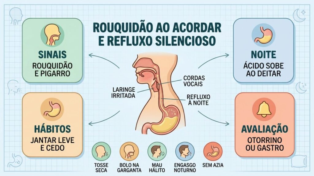 Sintomas matinais, hábitos noturnos e avaliação ajudam a identificar refluxo silencioso.