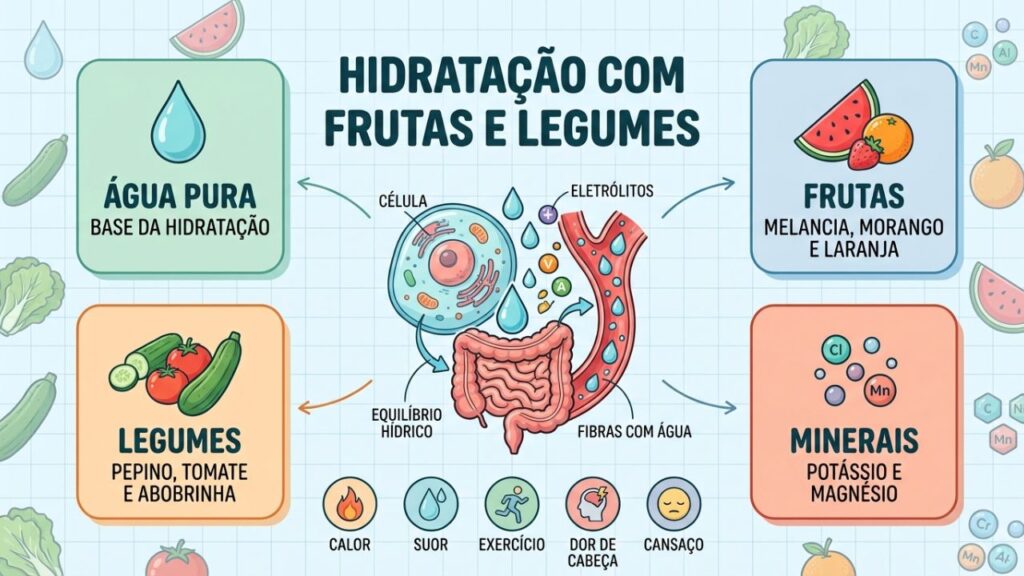 Quatro pilares combinam água, vegetais, minerais e fibras hidratantes.