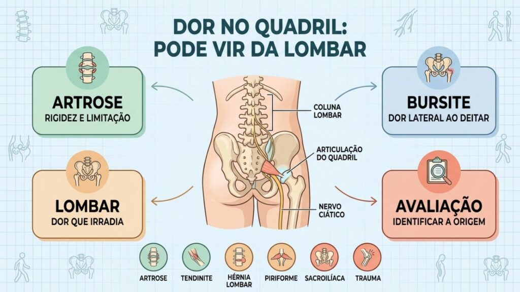 Artrose, bursite, ciática e avaliação ajudam a identificar a origem.