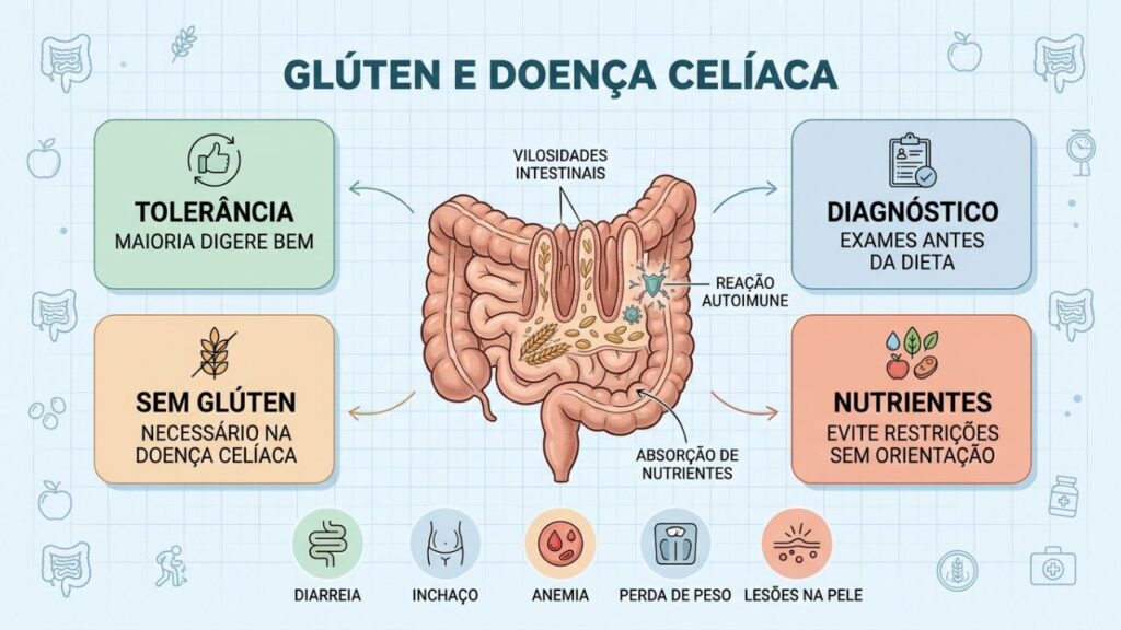 Tolerância, diagnóstico e nutrientes diferenciam moda alimentar de doença celíaca.