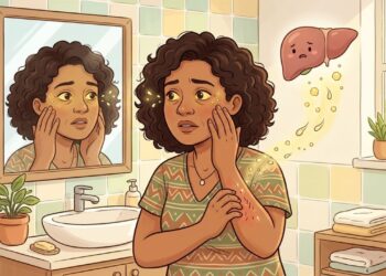 Pele amarelada e coceira podem ser sinais de que o fígado ou a bile precisam de atenção