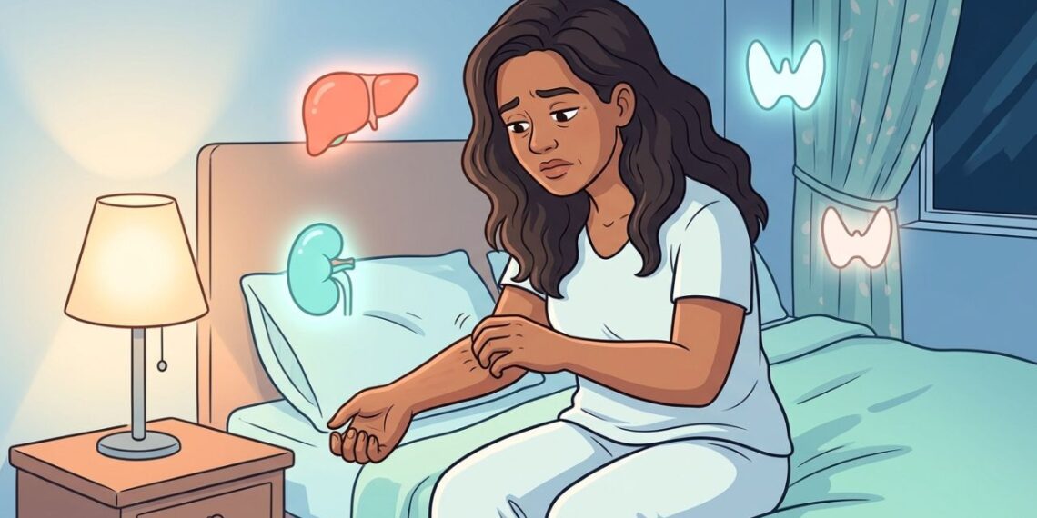 Coceira no corpo sem causa aparente não é só pele seca quando fígado, rins e tireoide precisam ser avaliados
