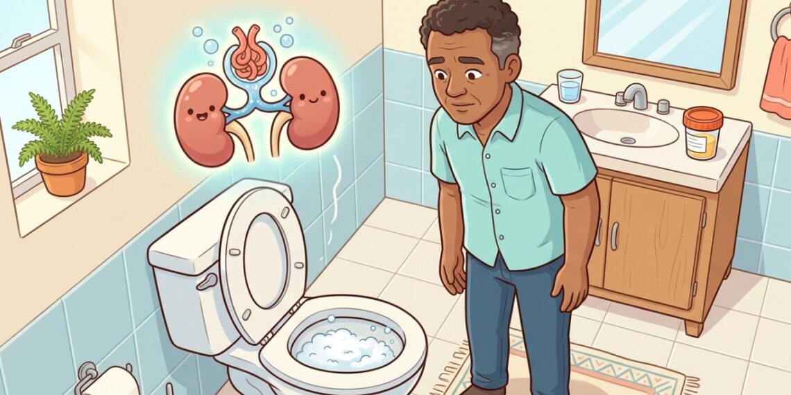 Urina com espuma pode ser sinal de proteína na urina quando aparece com frequência
