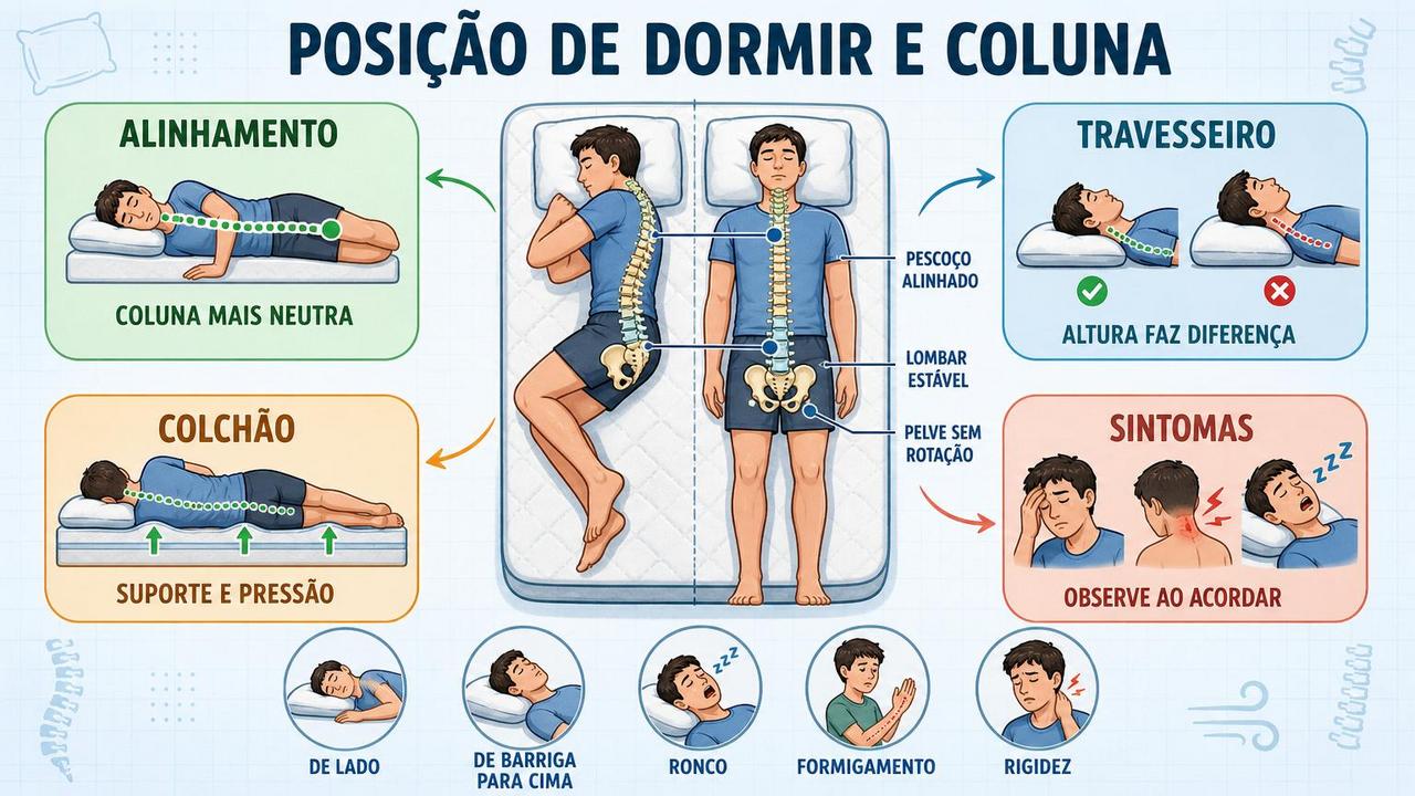 Alinhamento, travesseiro, colchão e sintomas orientam a melhor posição de dormir.