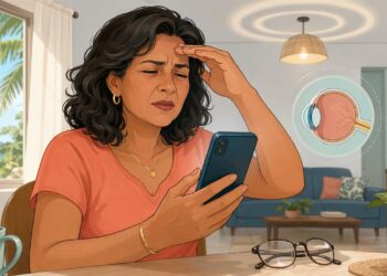 Enxergar com a visão embaçada e sensível à luz com frequência pode ser um dos primeiros sinais de catarata ou pressão alta nos olhos