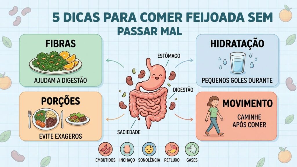Fibras, hidratação, moderação e caminhada tornam a feijoada mais leve.