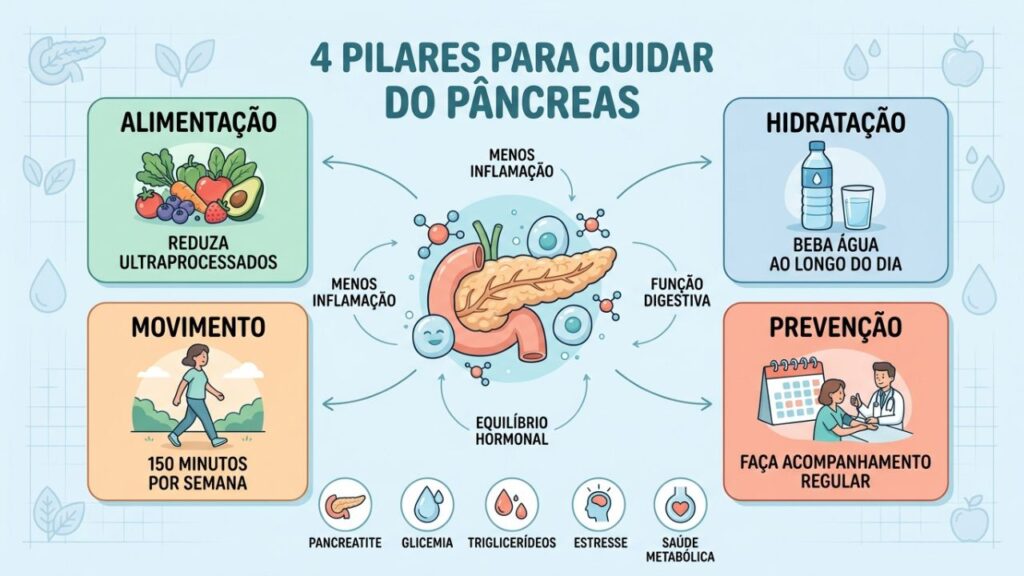 Quatro pilares ajudam a preservar a função pancreática e a saúde metabólica.
