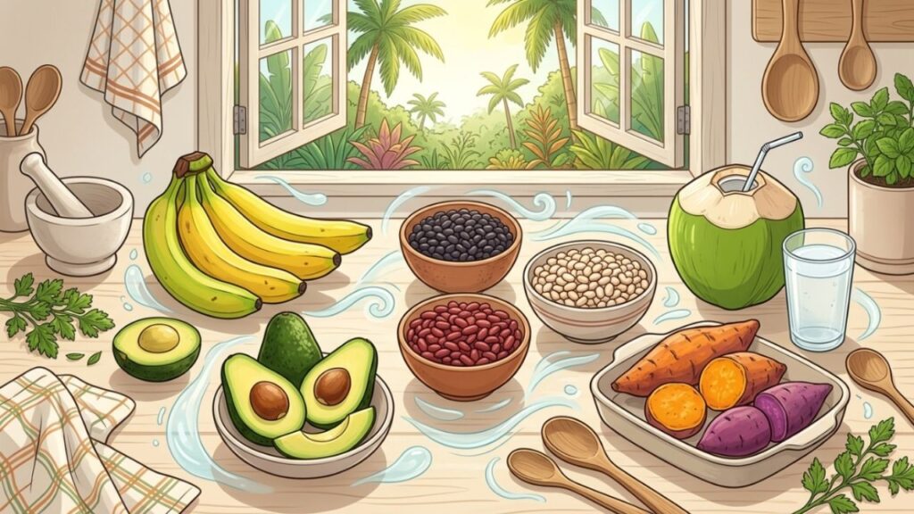 . Quando há excesso de sódio e pouco potássio na alimentação, o organismo tende a reter mais líquido nos tecidos, contribuindo para o inchaço visível.