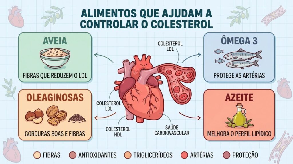 Quatro pilares alimentares contribuem para reduzir o LDL e preservar as artérias.