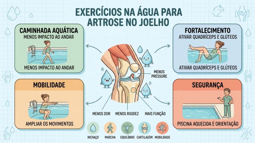 Quatro pilares mostram como a água protege as articulações na artrose.