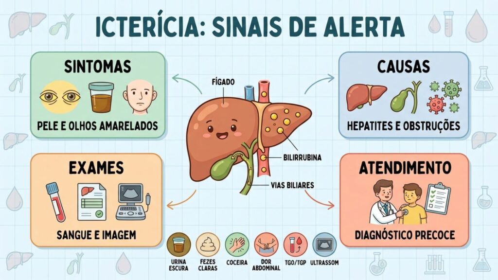 Conheça os sinais, exames e principais causas da icterícia relacionada ao fígado.