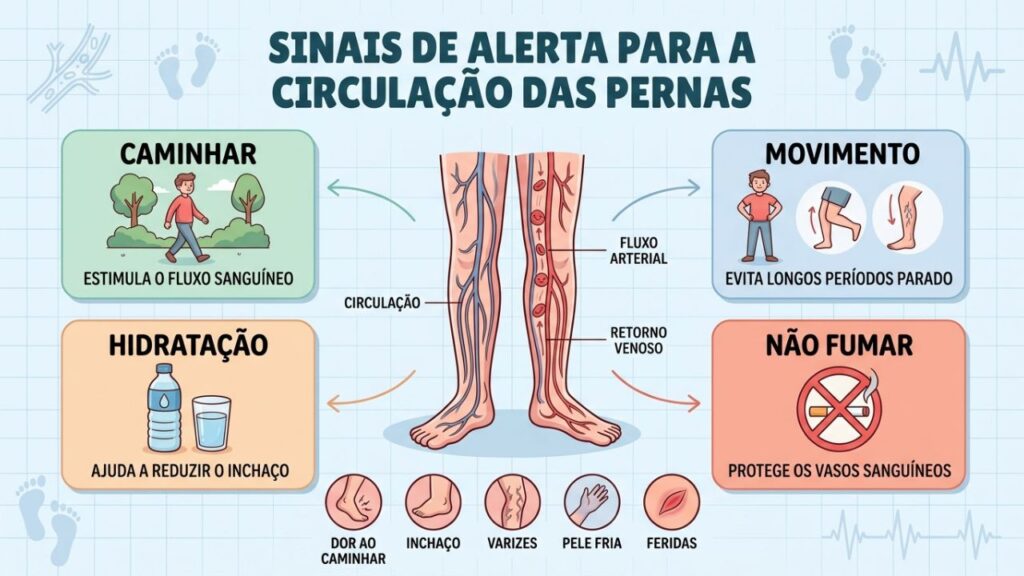 Quatro hábitos ajudam a preservar a circulação e proteger a saúde das pernas.