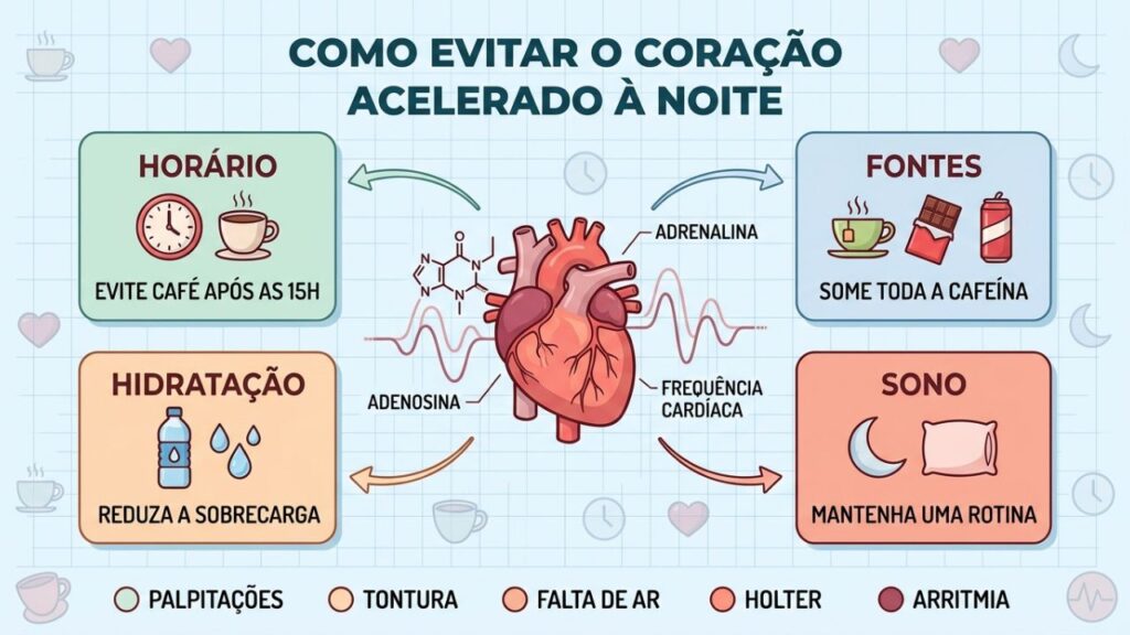 Controlar a cafeína ajuda a reduzir palpitações e melhora a qualidade do sono.