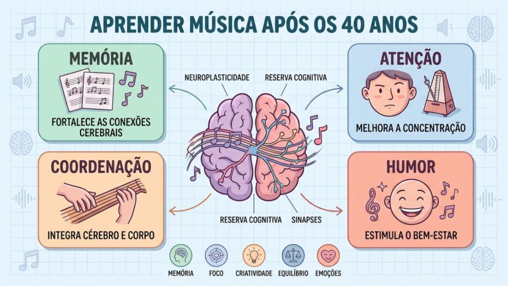 Quatro benefícios musicais ajudam a preservar a cognição ao longo da vida.