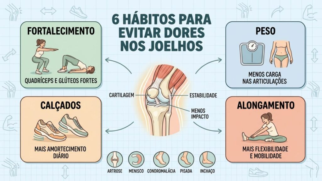 Peso adequado, exercícios e alongamentos preservam a saúde dos joelhos.