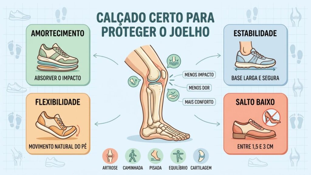 Quatro pilares ajudam a escolher o calçado ideal para proteger as articulações.