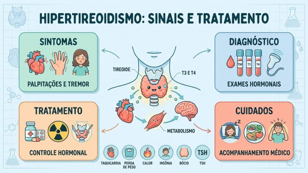 Sintomas, exames e tratamentos ajudam a controlar o hipertireoidismo precocemente.