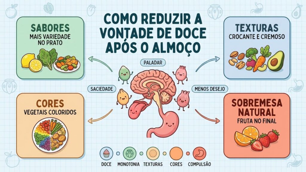 Quatro pilares ajudam a aumentar a saciedade e reduzir o desejo por doces.