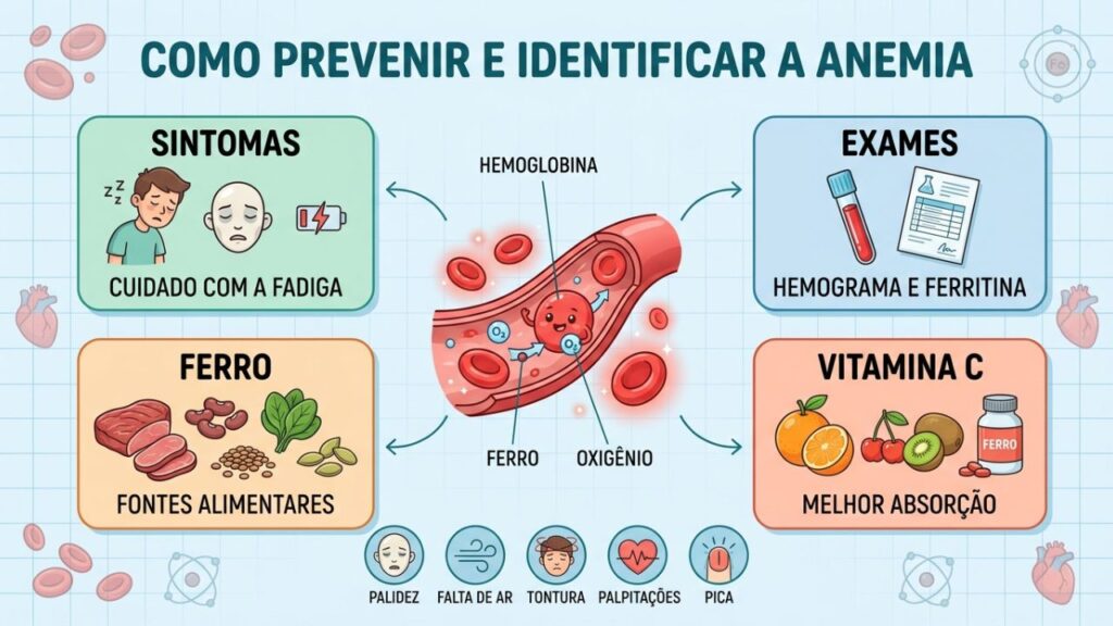 Sintomas, exames, ferro e vitamina C são pilares na prevenção da anemia.