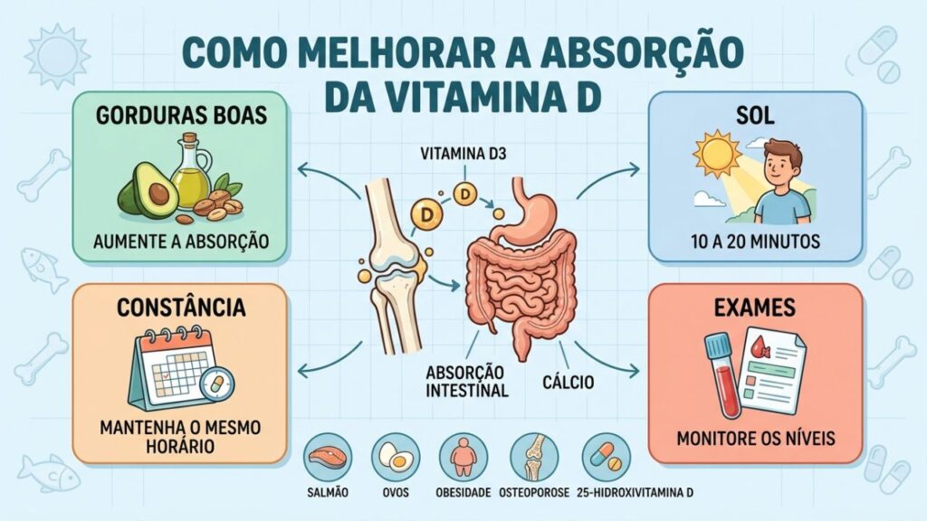 Sol, gordura saudável e constância ajudam a manter níveis adequados.
