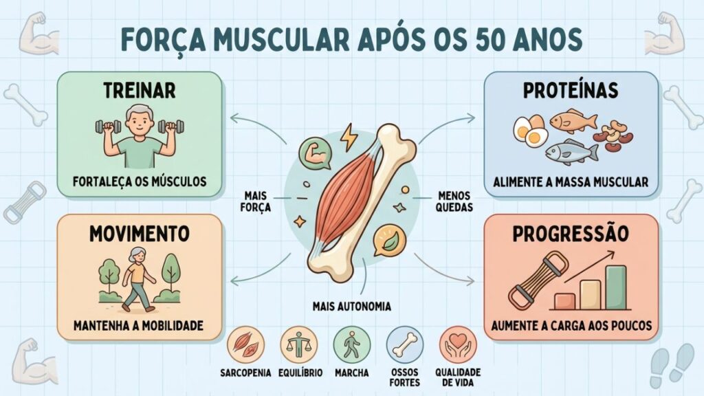 Quatro pilares ajudam a preservar a força muscular e prevenir a sarcopenia.