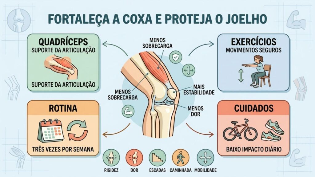 Quatro pilares ajudam a reduzir a dor causada pela artrose no joelho.